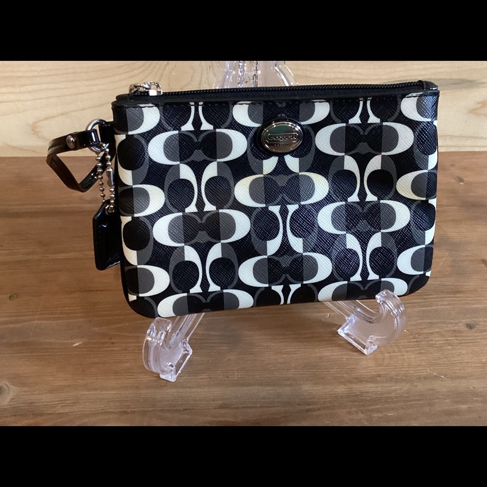 Coach Black and White Wristlet